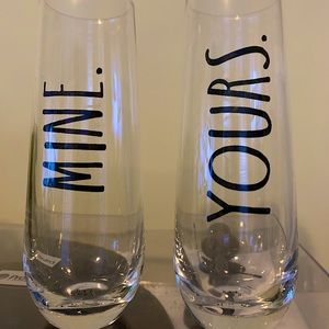 Rae Dunn Yours and Mine Stemless Champagne Flutes